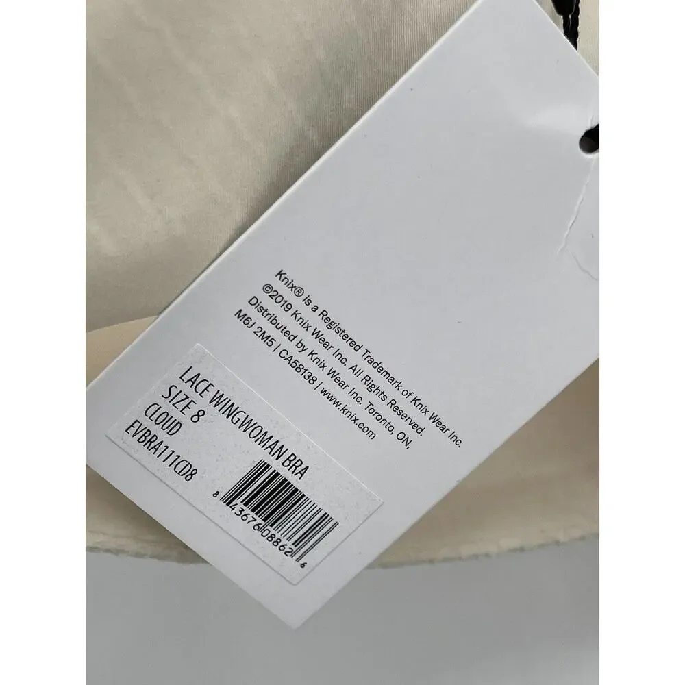 NWT Knix Lace WingWoman Contour Bra Cloud Wireless Plunge Size 8